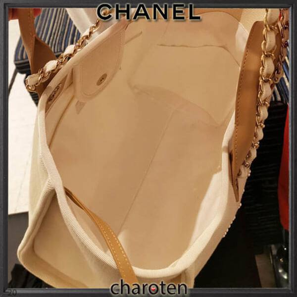 シャネル ドーヴィール コピー 争奪戦ロゴが目立って可愛い DEAUVILLE ロゴトートバッグ トート L